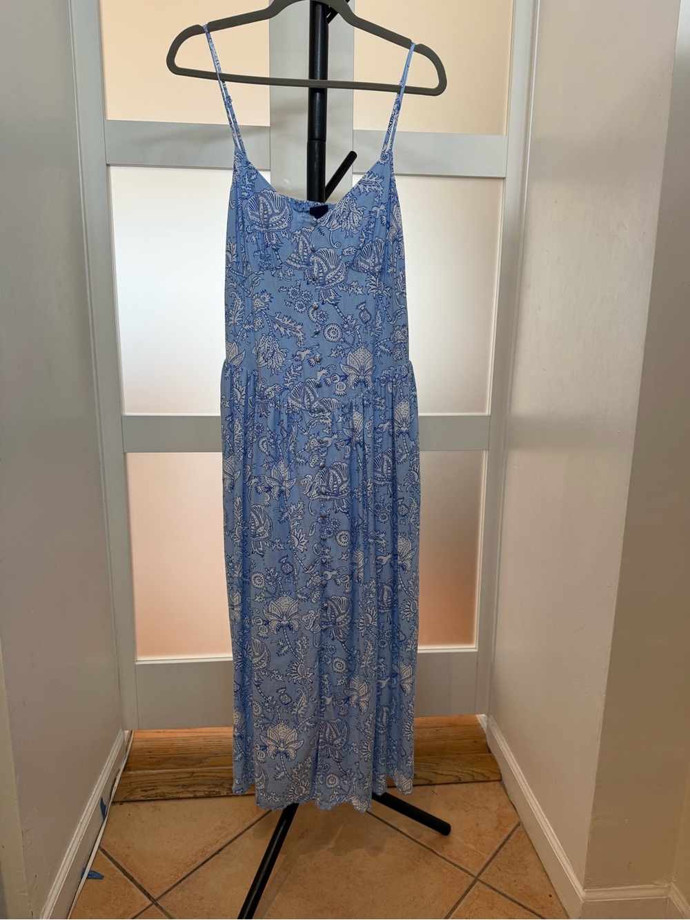 Roller Rabbit Light Blue Paisley Spaghetti-Strap Maxi, M - Picture 5 of 11